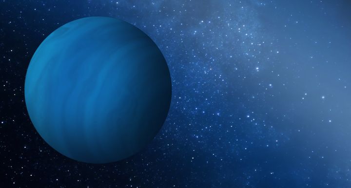 An artist's impression of the missing ice giant planet that may have been ejected from the early solar system.