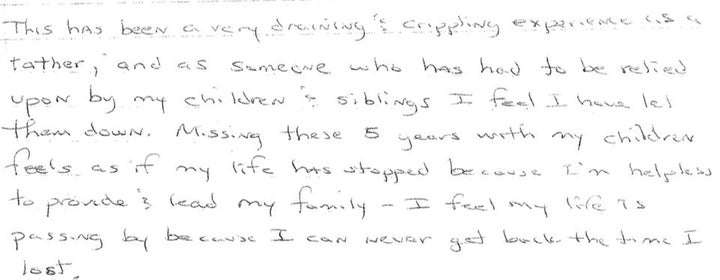 <p>Bernard Noble responded to HuffPost's interview questions in a handwritten six-page letter.</p>