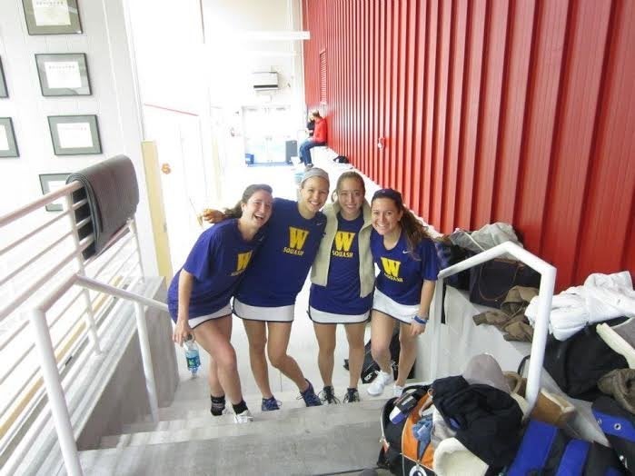 <p>Miller, second from right, poses with some of her teammates.</p>