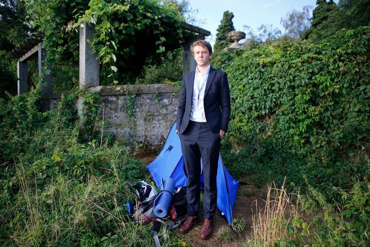 A photo of former U.N. intern David Hyde, who camped out in a tent in Geneva.
