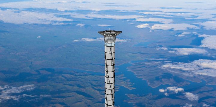 A visualization of Thoth Technology's new inflatable space elevator concept.