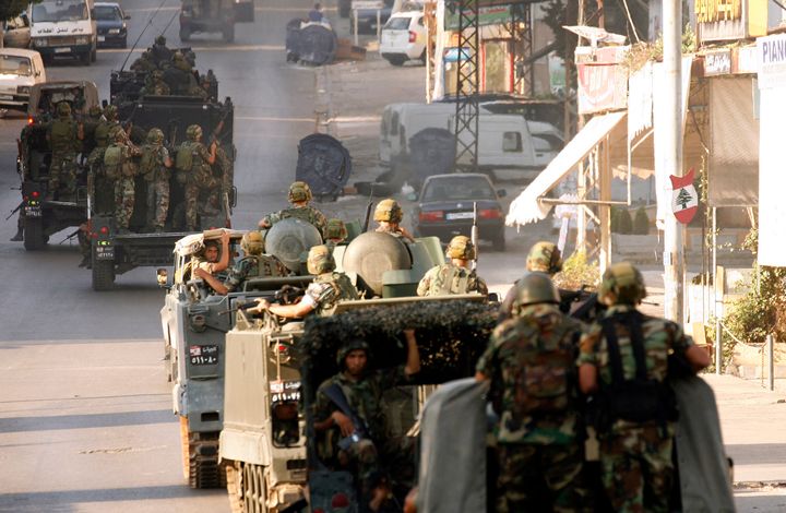 The Lebanese army deployed in the southern town of Abra on June 18, 2013, after they heard shooting by gunmen loyal to anti-Hezbollah Sunni leader Ahmed al-Assir.