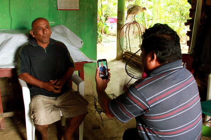 <p>A voter near San Marcos, Guerrero, tells political activist Miguel Ángel Jiménez Blanco of alleged vote-buying and coercion by political parties in June 2015.</p>