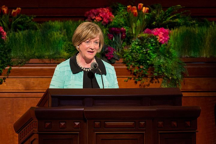 Sister Bonnie L. Oscarson, general Young Women president, speaks about the importance of family at the general women’s session of general conference on March 28, 2015.