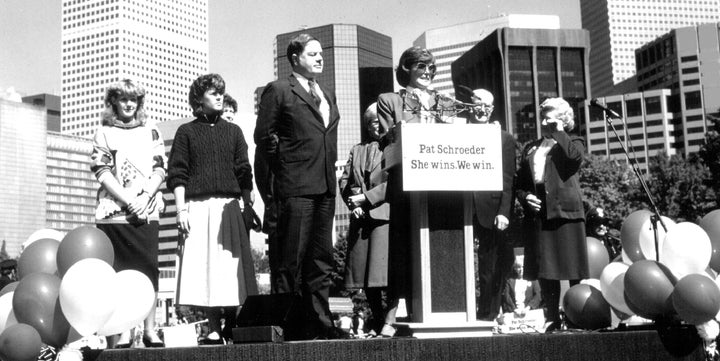 <p>Democrat Pat Schroeder, announcing she will seek the Democratic nomination for the 1988 presidential election.</p>