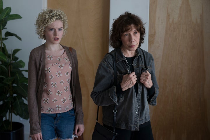 Julia Garner and Lily Tomlin star in "Grandma."