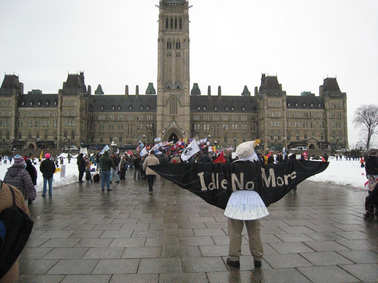 The Idle No More Movement holds a protest on Parliament Hill.