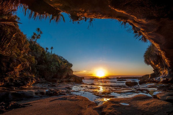<p>Sunset on the island's west coast.</p>