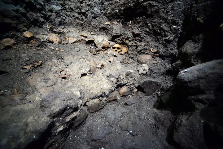 Skulls at the Templo Mayor Aztec site in Mexico City. 
