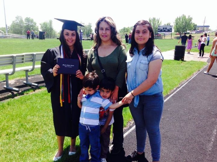 Andazola Marquez with her mother, sister and two brothers at her high school graduation in 2014.