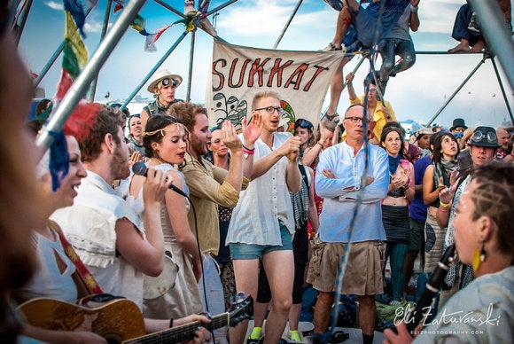 Milk & Honey's Shabbat service at Burning Man in 2014. 