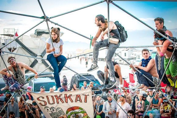 <p>Milk & Honey's Shabbat service at Burning Man in 2014. </p>