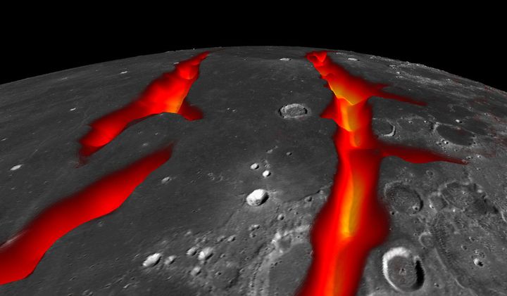 An artist's concept of Earth's moon, representing how some volcanic structures may have looked while active.