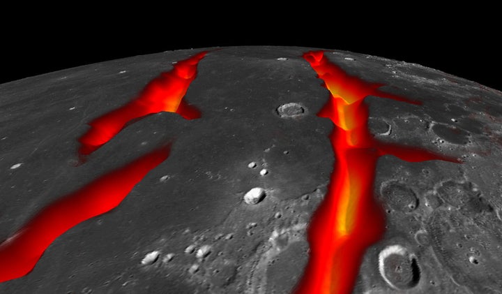 An artist's concept of Earth's moon, representing how some volcanic structures may have looked while active.