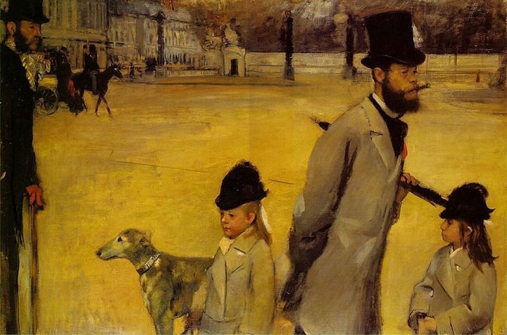 Edgar Degas, "Place de la Concorde," or "Viscount Lepic and his Daughters Crossing the Place de la Concorde," 1875