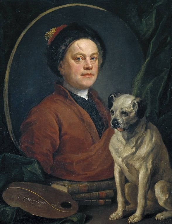 <a href="https://en.wikipedia.org/wiki/File:The_Painter_and_His_Pug_by_William_Hogarth.jpg">William Hogarth, "Painter and his