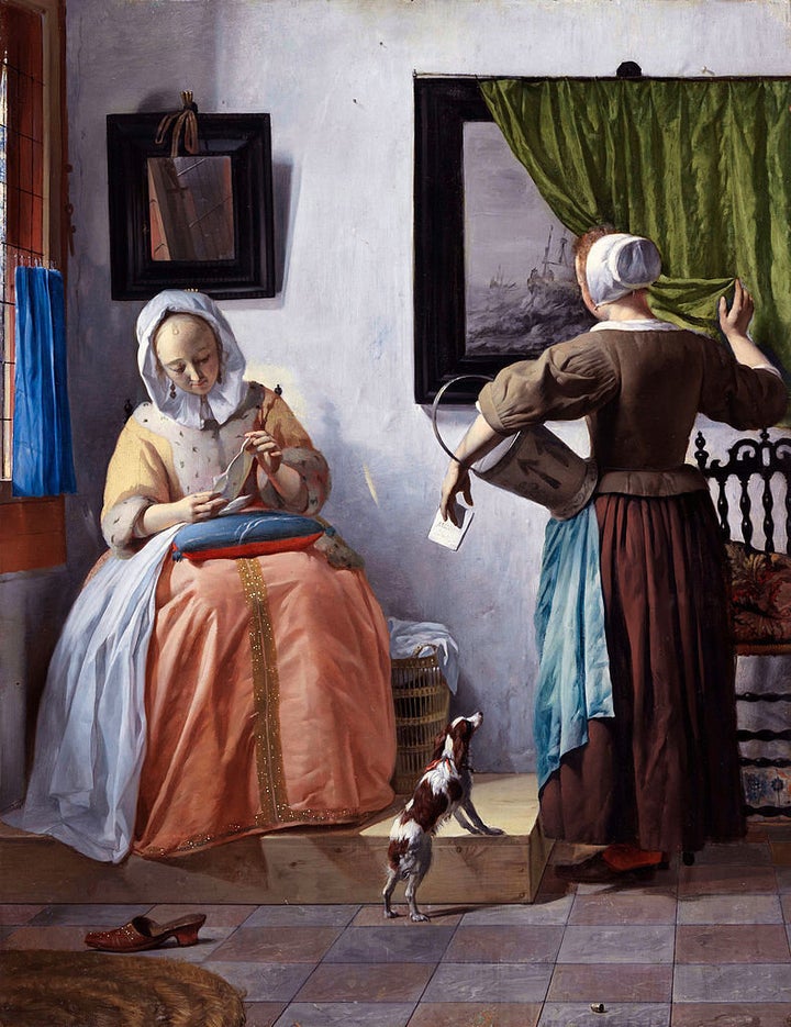 <a href="https://en.wikipedia.org/wiki/File:Woman_Reading_a_Letter_by_Gabri%C3%ABl_Metsu.jpg">Gabriël Metsu, "Woman Read
