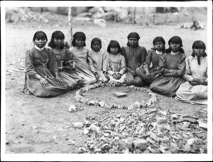 <span>A group of nine Havasupai girls playing a game on their small reservation in the middle of Grand Canyon National P
