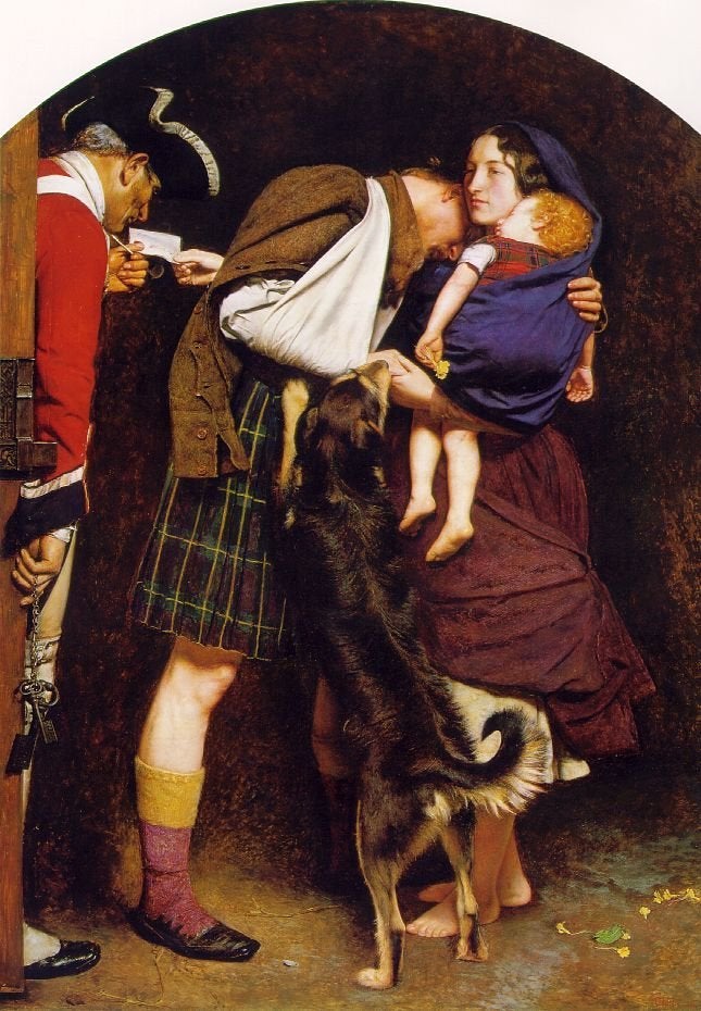 <a href="https://en.wikipedia.org/wiki/File:Millais_Order_of_Release.jpg">John Everett Millais, "The Order of Release," 1746<