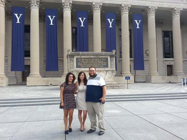 <p>Andazola Marquez with Mr. Munoz and his wife at Yale in 2014.</p>