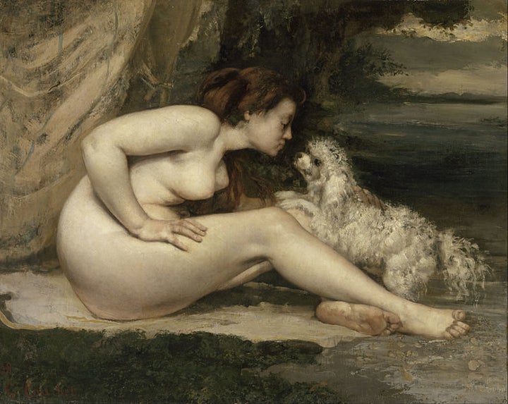 <a href="https://en.wikipedia.org/wiki/File:Gustave_Courbet_-_Nude_Woman_with_a_Dog_-_Google_Art_Project.jpg">Gustave Courbet