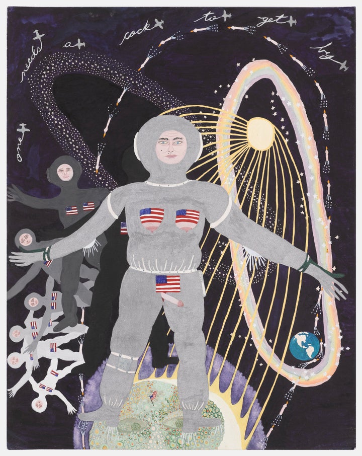 Woman Landing on Man in the Moon1971 Ann Leda Shapiro, American, born 1947. Watercolor on paper 20x14in. (50.8x35.6cm). Seatt