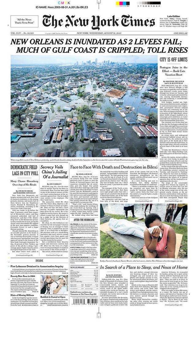 The Front-Page Photos That We Can't Forget From Hurricane Katrina ...