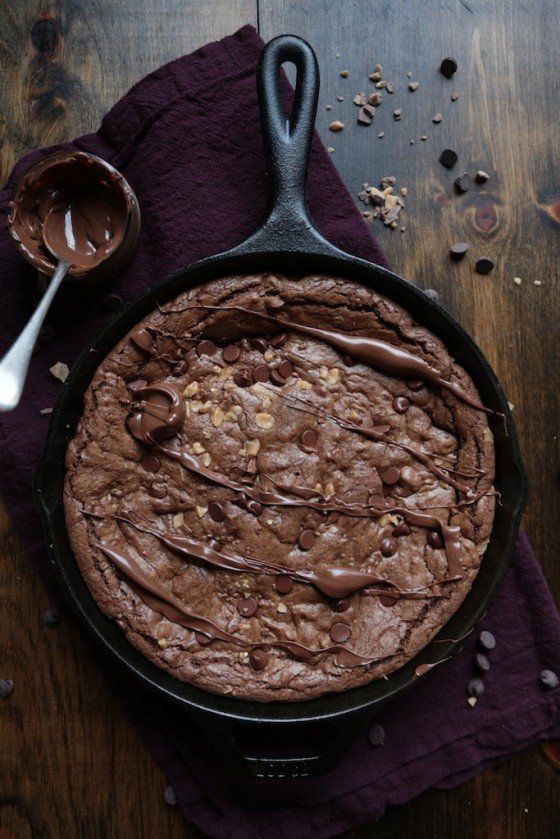 Double Chocolate Nutella Toffee Skillet Brownie