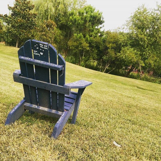 A large wooden chair on Virginia Wesleyan College's Norfolk campus. Jane Doe dropped out of college her sophomore year after she was allegedly sexually assaulted in fall 2012.