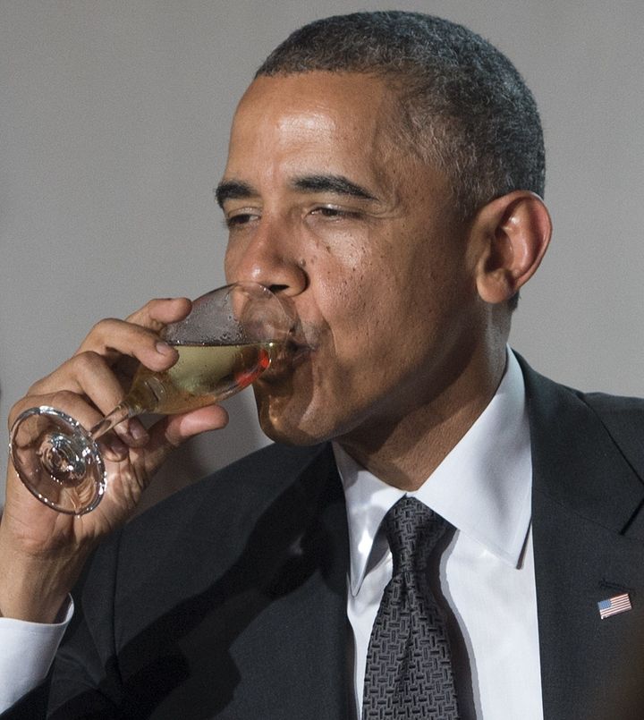 Obama drinking something that is not urine.