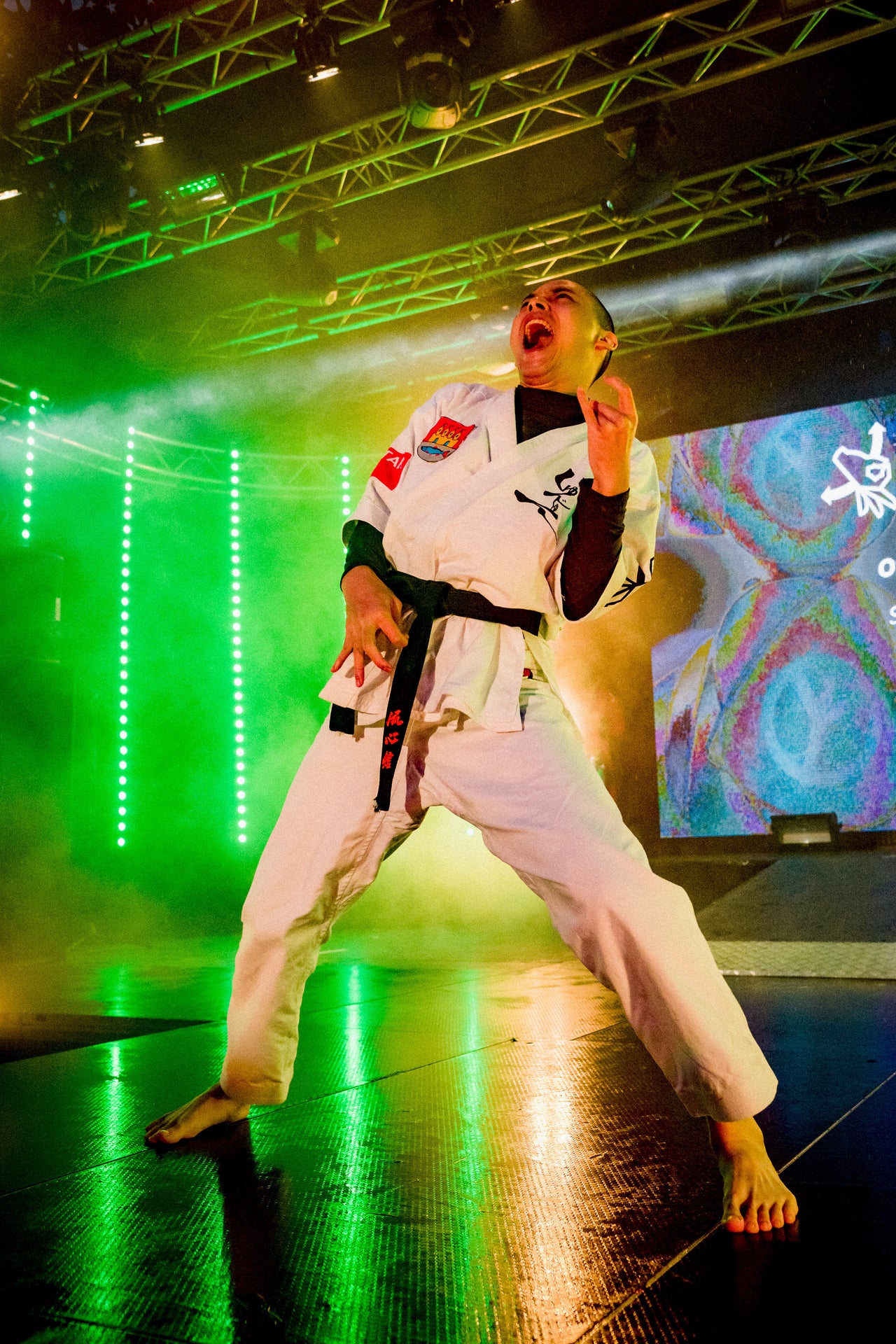 Junichi Jun Jun Kamada performs during the 2015 Air Guitar World Championships. 