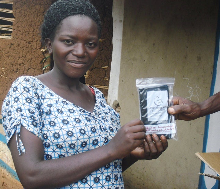 Think Humanity includes a plastic sheet, among other items, in the birthing kits it doles out at the group's clinic, to refug