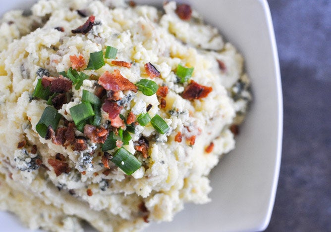 Buttermilk Bacon Blue Smashed Potatoes