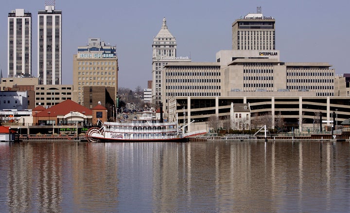 <span>This Mar. 6, 2009, file photo shows the Peoria, Ill., skyline along the Illinois River. </span>