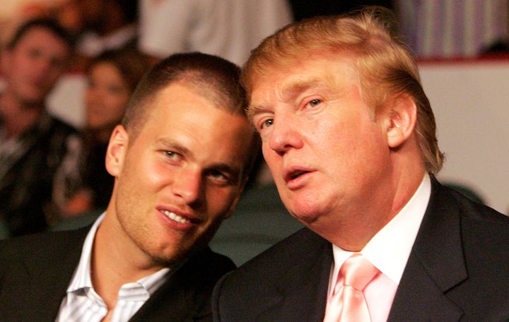 Famous guys Tom Brady and Donald Trump have a moment.