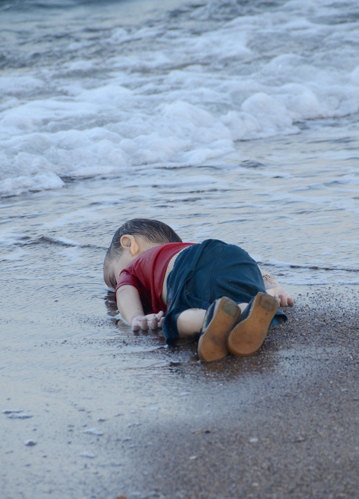 The body of a Syrian child washed ashore in Bodrum, Turkey, on Sept. 2, 2015, after a boat carrying refugees sank off the Greek island of Kos.