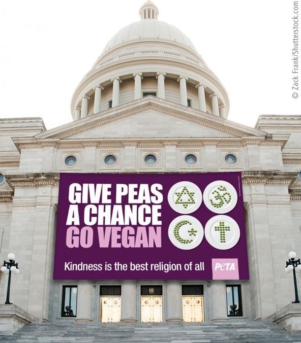 Arkansas state authorities also rejected PETA's banner, pictured above, but the group is proposing an alternative.