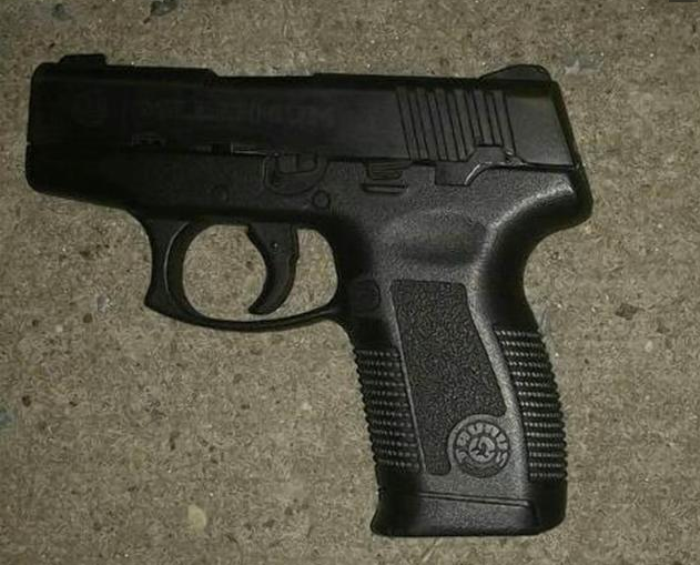 Police recovered a .40-caliber Taurus Millennium pistol. 