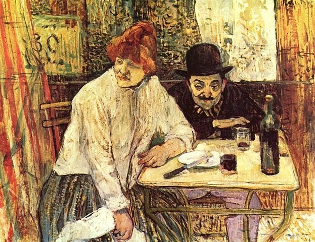<a href="https://commons.wikimedia.org/wiki/File:Henri_de_Toulouse-Lautrec_001.jpg">Henri de Toulouse-Lautrec, "At the Caf&ea