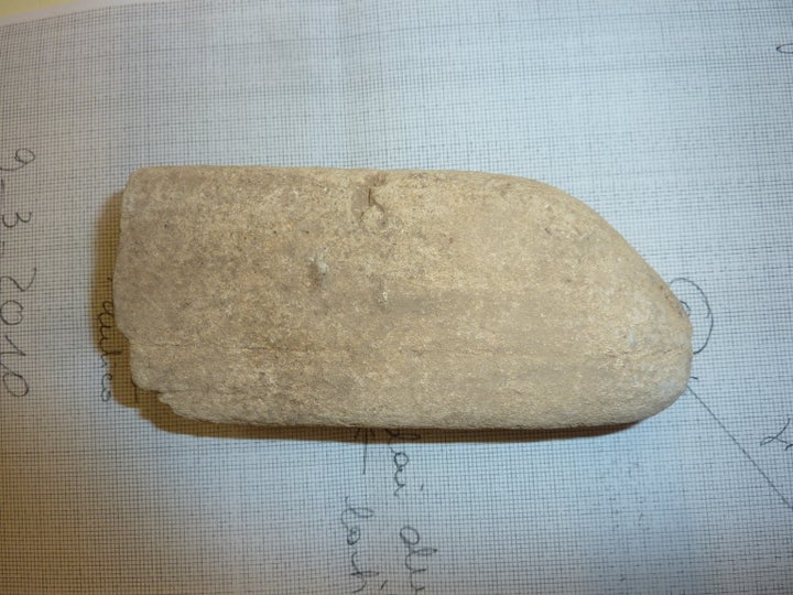 A pestle that was found in the cave and had oat starches on it's dull, grinding edge -- which suggests that it may have