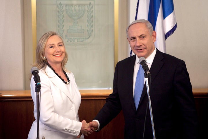 <p>Hillary Clinton and Benjamin Netanyahu in Jerusalem, Israel in 2012. </p>