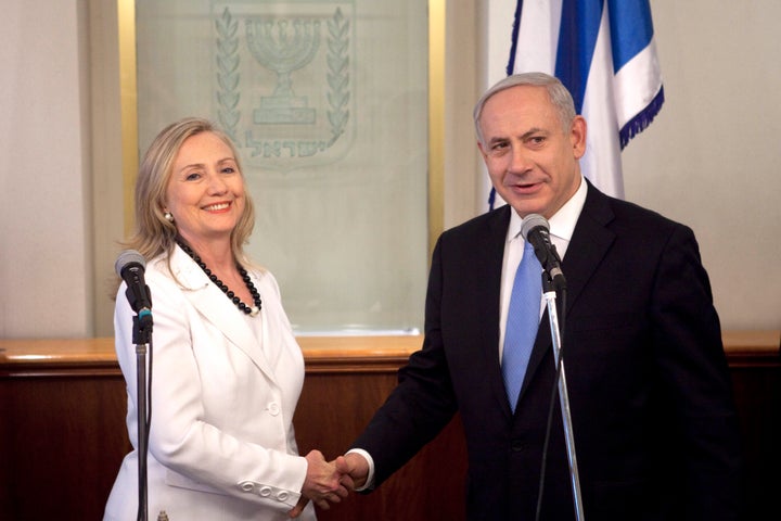 Hillary Clinton and Benjamin Netanyahu in Jerusalem, Israel in 2012. 