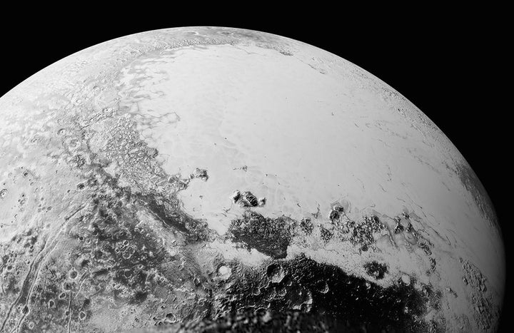 <p>This image of Pluto was taken by New Horizons from a distance of about 50,000 miles. </p>