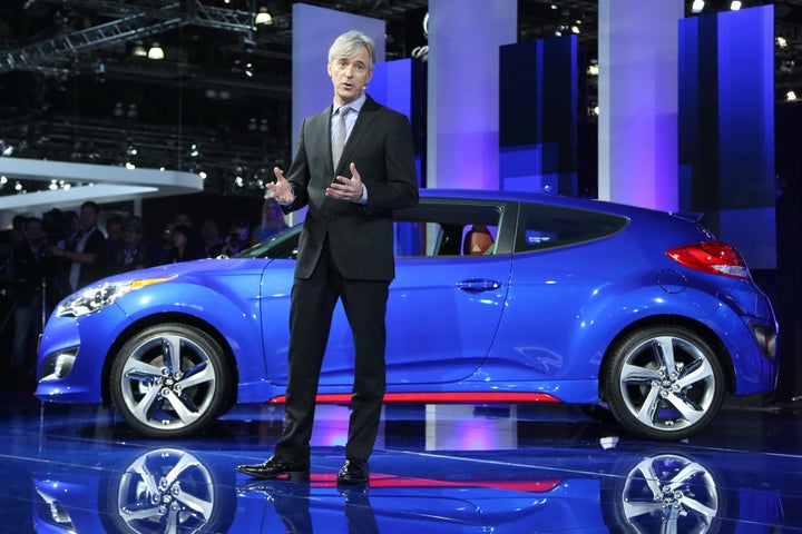 John Krafcik speaks at the LA Auto Show in Los Angeles, California, on Nov. 20, 2013.