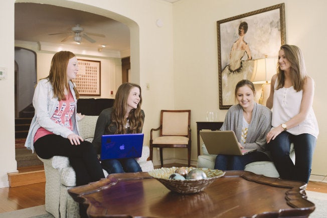 Alyssa Lowery, second from left, is trying to graduate from the University of Illinois—Urbana-Champaign in three years. 