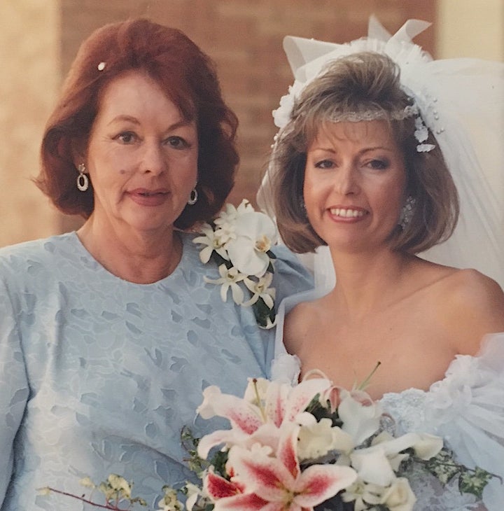 Me and my mom at my wedding, in all our 80s splendor!