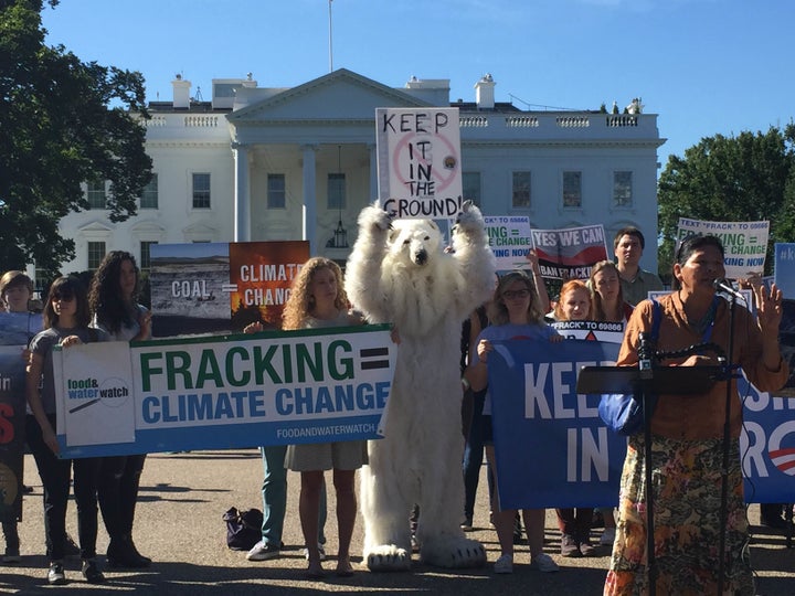 A rally outside the White House on Sept. 15 protested fossil fuel extraction on public lands.