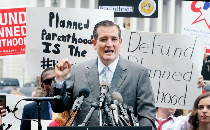 Republican presidential candidate Ted Cruz (Texas) at an anti-abortion rally in Washington on July 28, 2015. Cruz is one in a group of Republican lawmakers trying to cut off Planned Parenthood's federal funding.