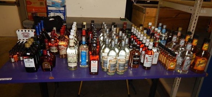 Some of the booze up for bid at the Kansas liquor auction.
