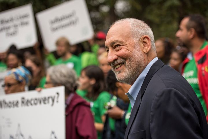 Nobel Prize-winning economist Joseph Stiglitz spoke at a Fed Up campaign press conference and demonstration outside the Jackson Lake Lodge in Jackson Hole, Wyoming, in August. 